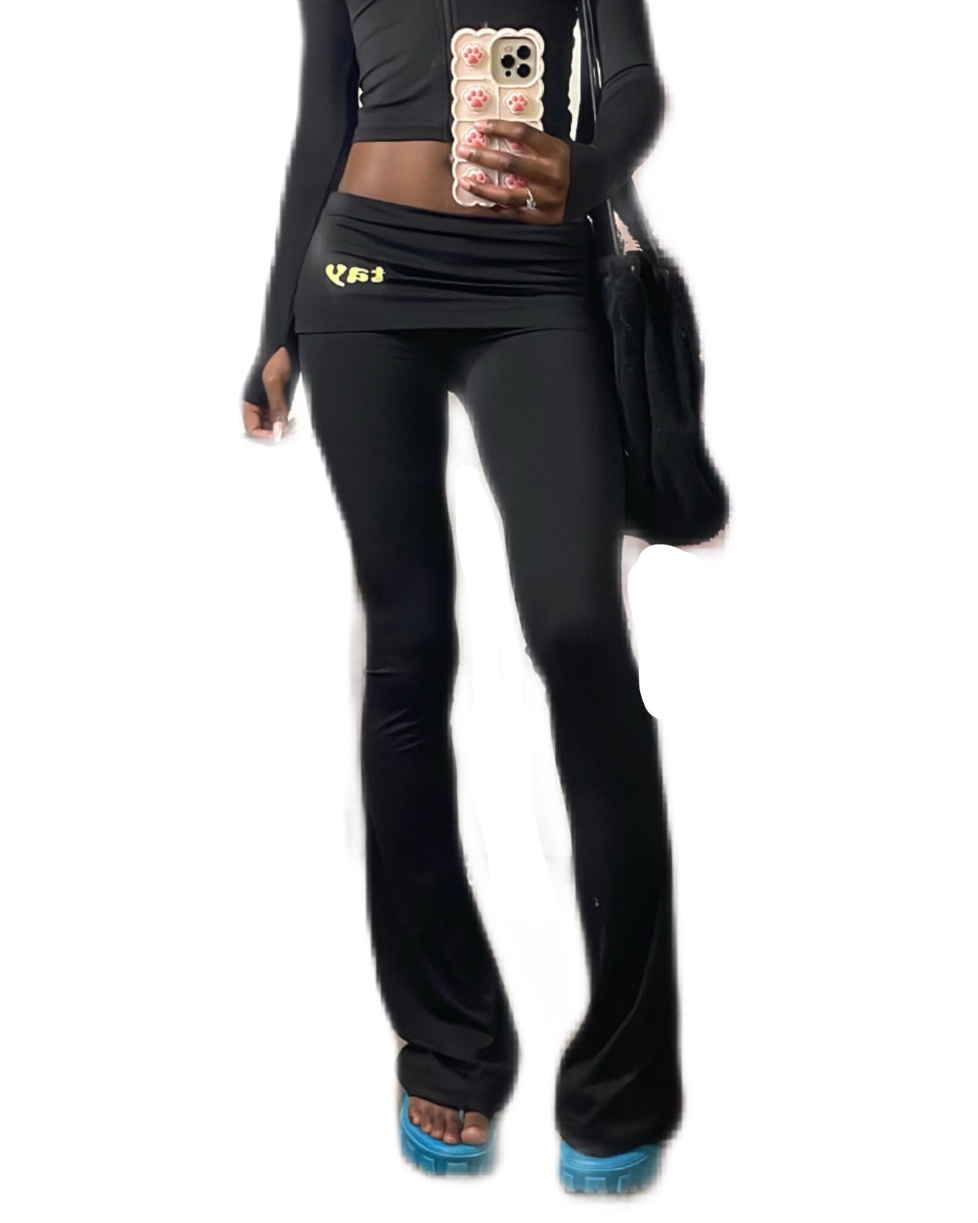 Black T.A.Y Fold-Over Pants