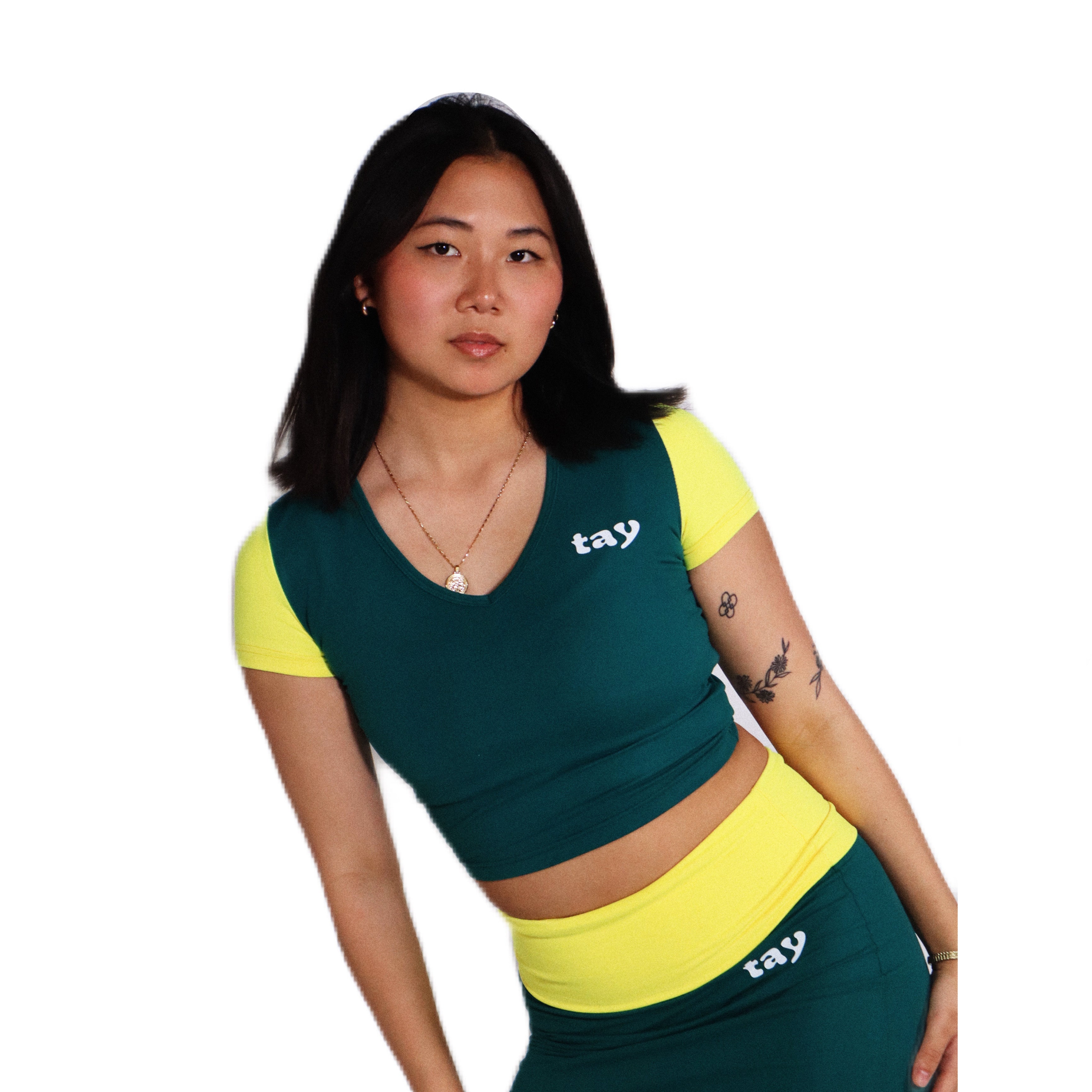 Green and Yellow T.A.Y Top