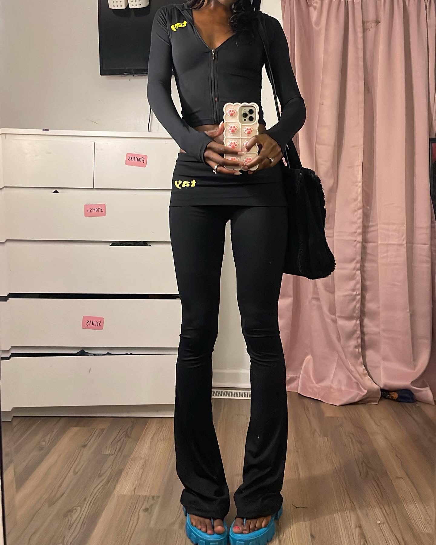Black T.A.Y Fold-Over Pants