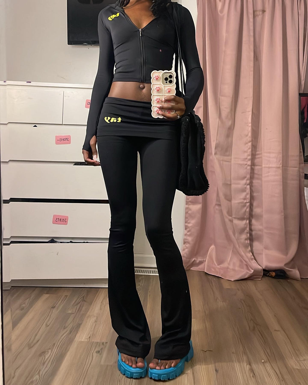 Black T.A.Y Fold-Over Pants