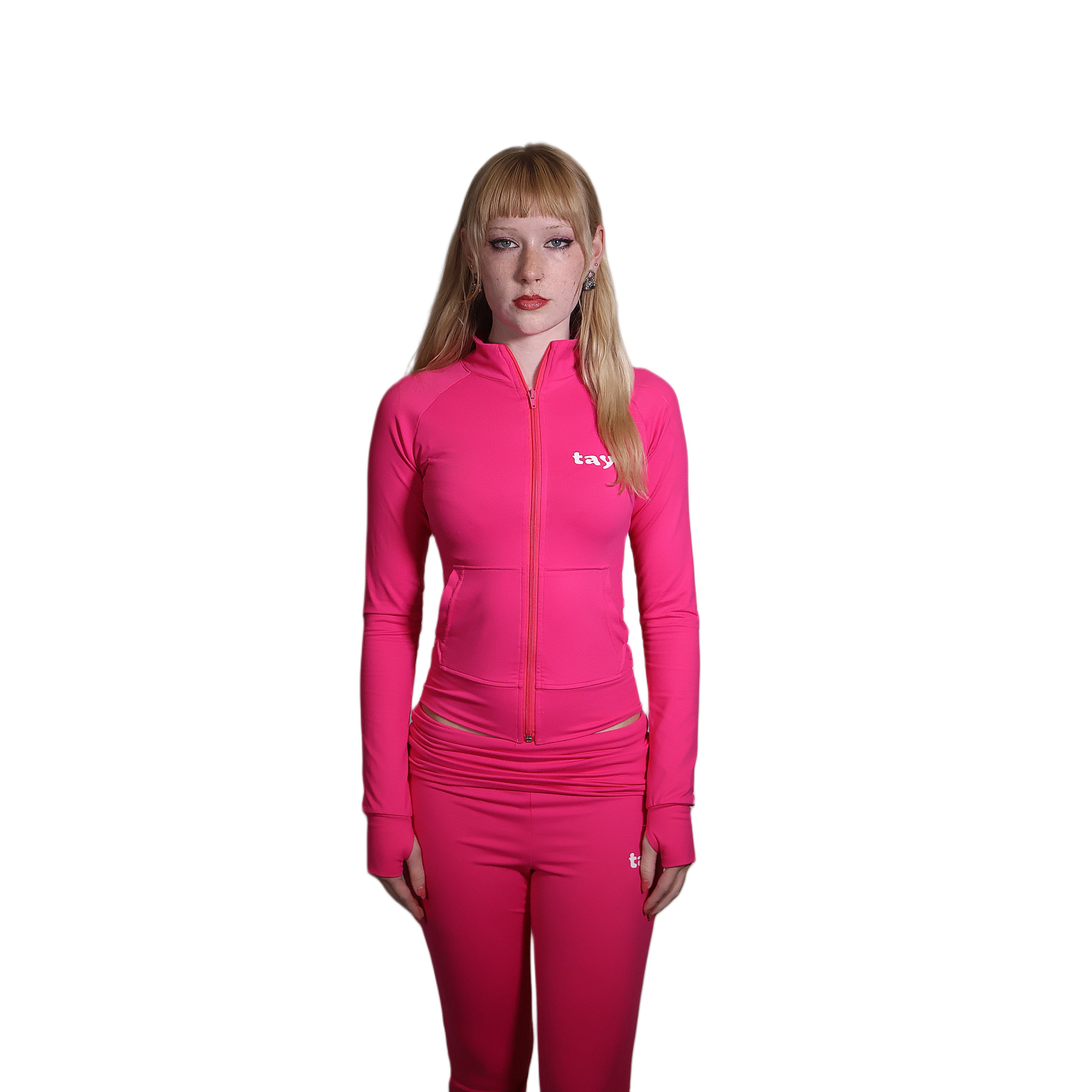 "confidence" hot pink T.A.Y jacket